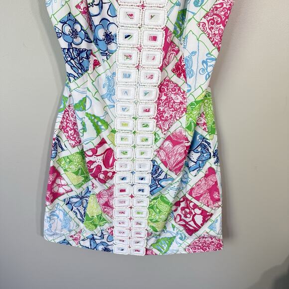LILLY PULITZER JUBILEE CHARITY PATCH HOLLYWOOD SQUARES HARMON SHIFT DRESS Size 4 - Picture 3 of 9